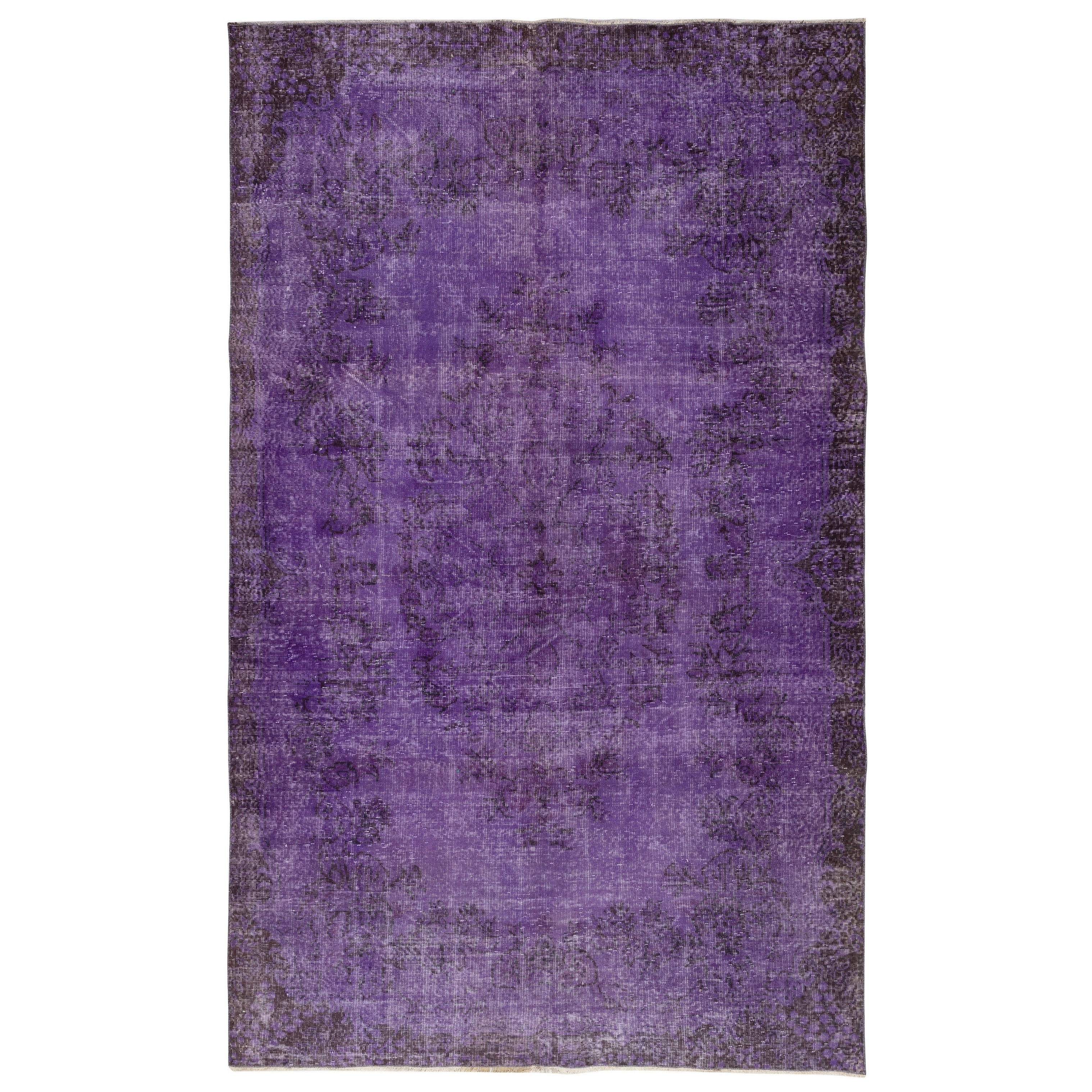 6.5x10.6 Ft Vintage Handmade Türkischer Teppich Overdyed in Lila für moderne Innenräume