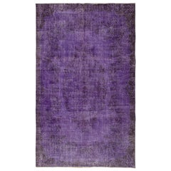 6.5x10.6 Ft Vintage Handmade Turkish Rug Overdyed in Purple for Modern Interiors (Tapis turc vintage fait à la main et surteint en violet pour les intérieurs modernes)