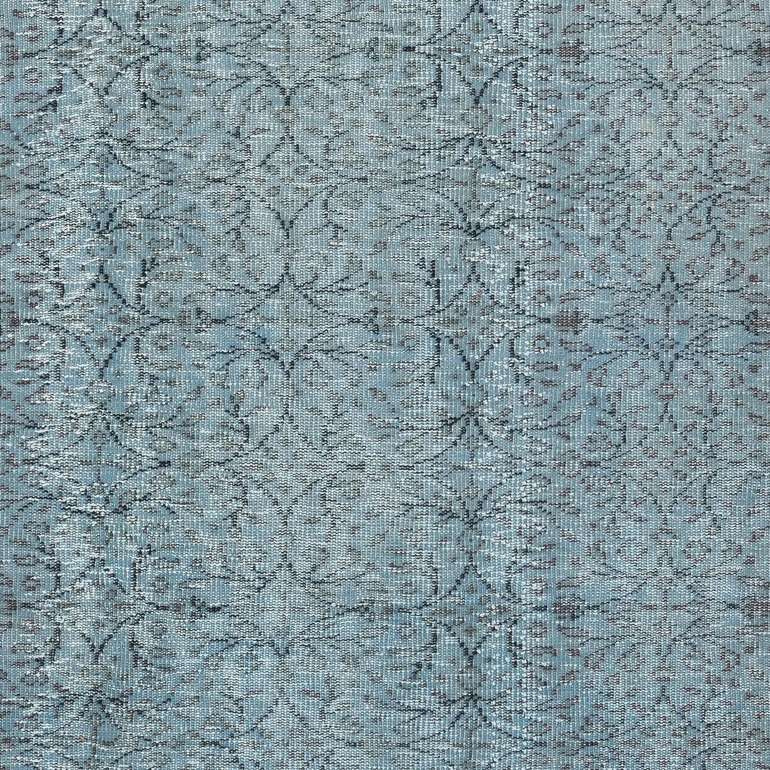 Alfombra Sobreteñida Color Azul 6,5x10,8 Pies. Alfombra turca hecha a mano con diseño floral Anudado a mano en venta