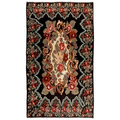 6.6x11 Ft Decorative Handmade Bessarabian Kilim, Floral Rug. Tapisserie vintage