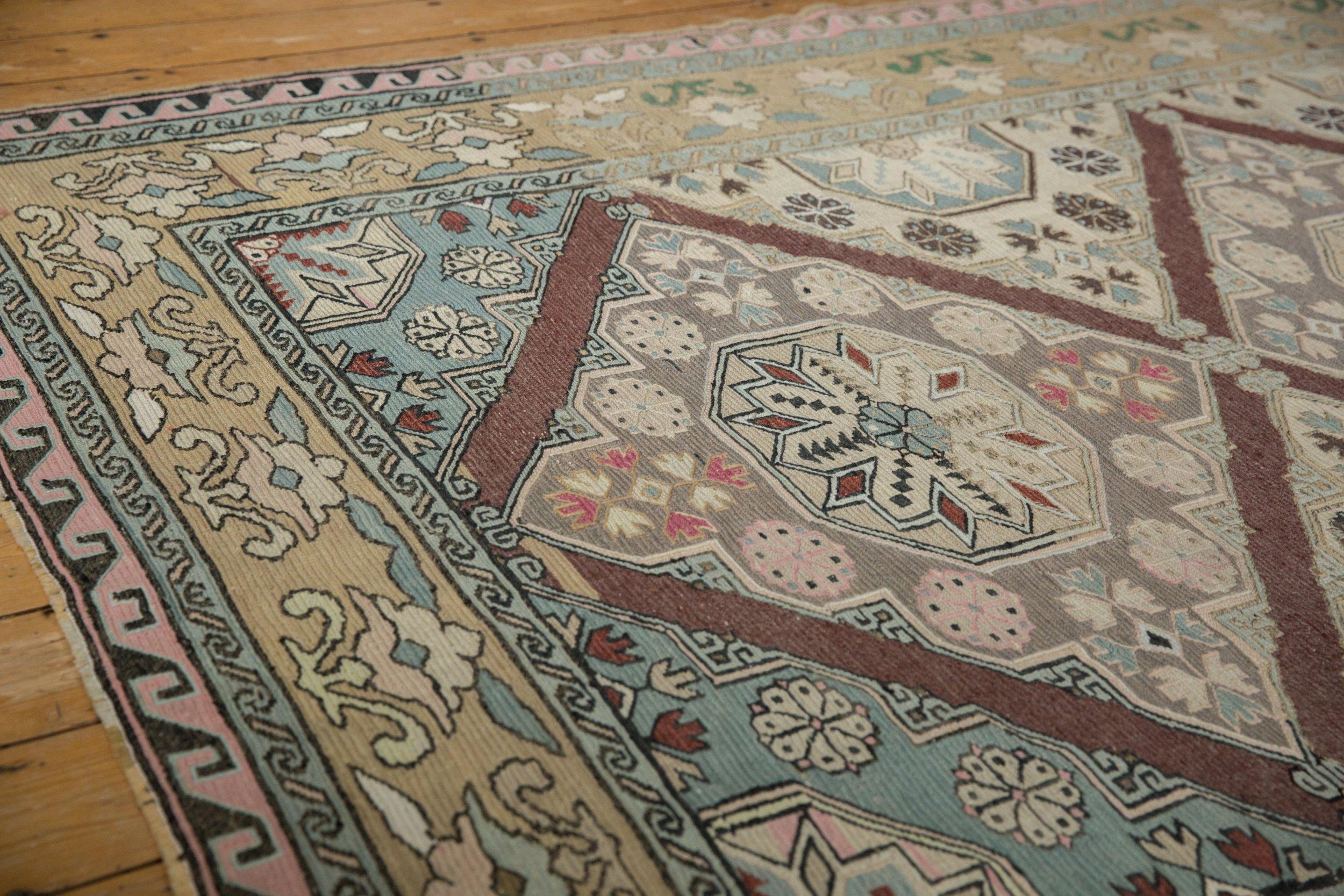 Vintage Distressed Turkish Soumac Design Carpet For Sale 4