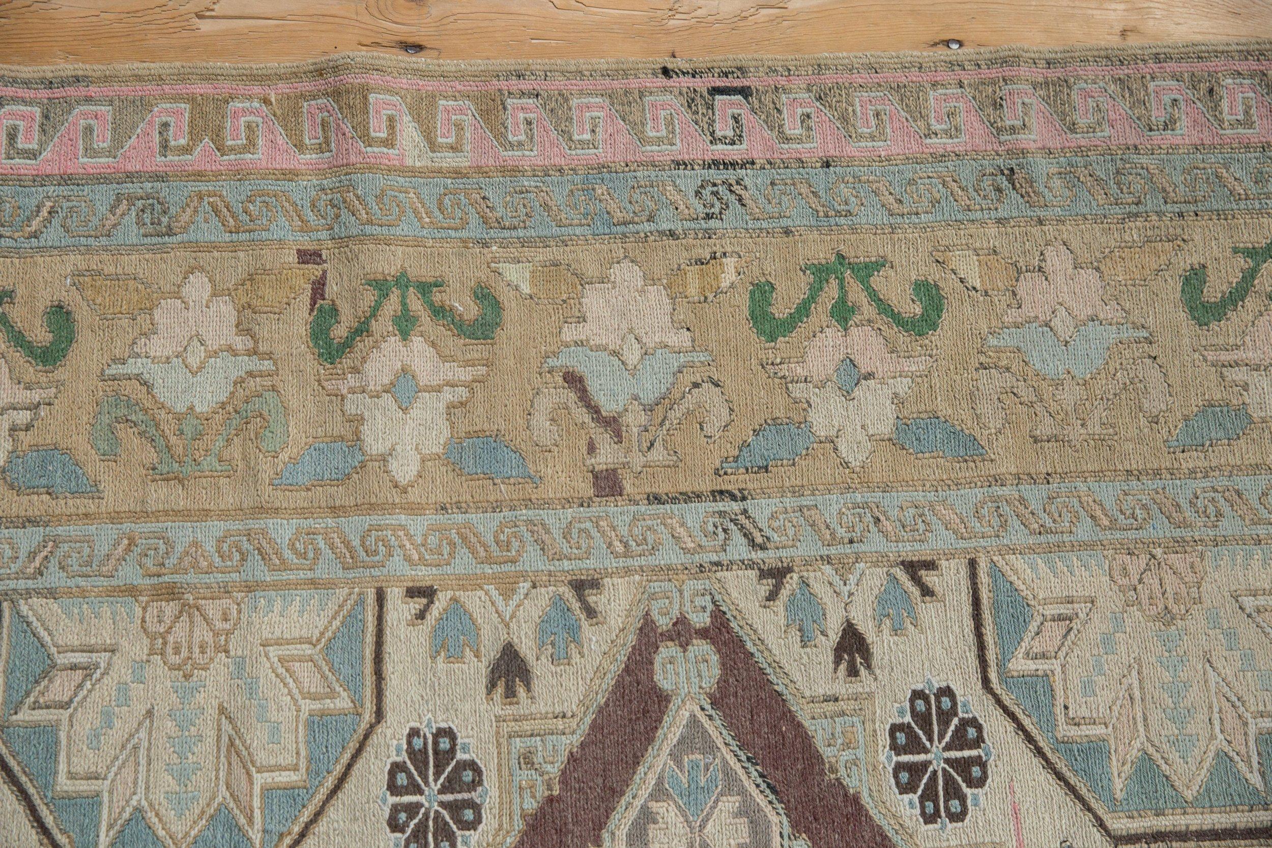 Vintage Distressed Turkish Soumac Design Carpet For Sale 6