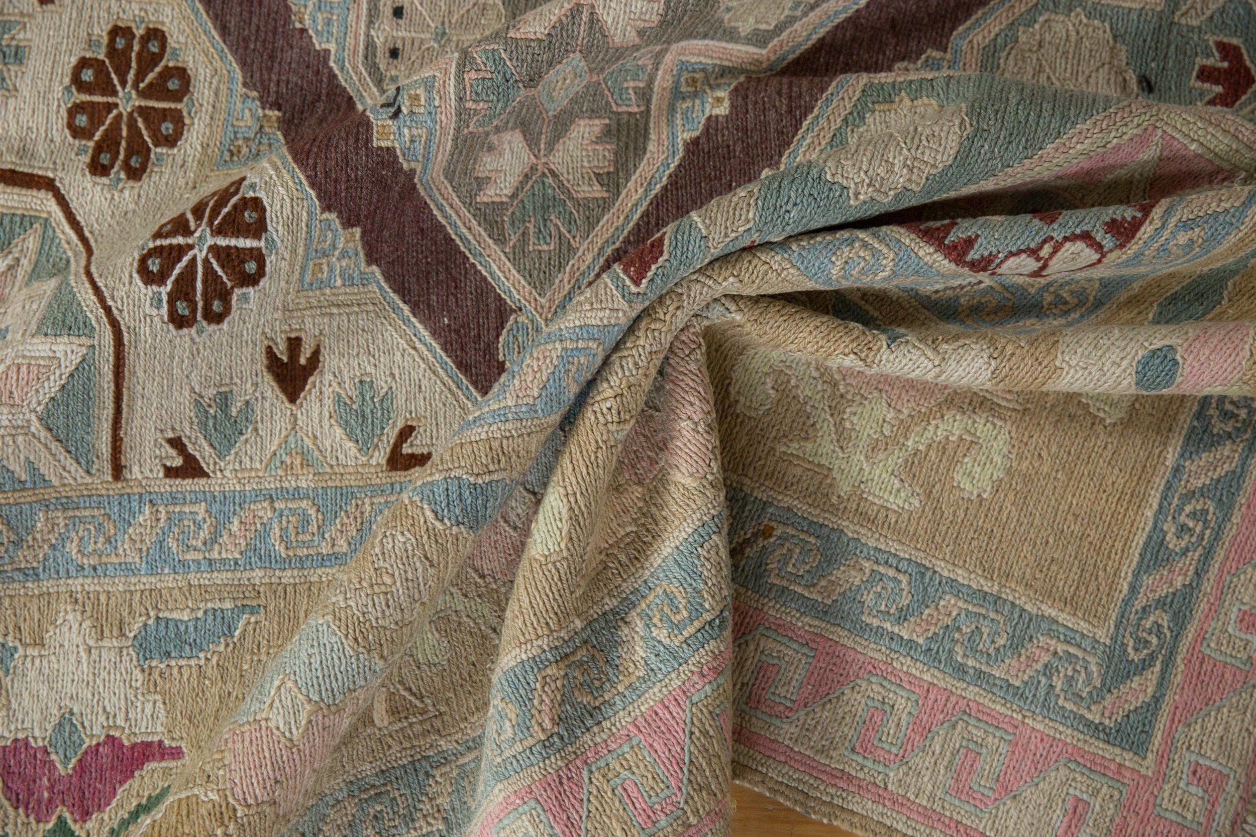Other Vintage Distressed Turkish Soumac Design Carpet For Sale