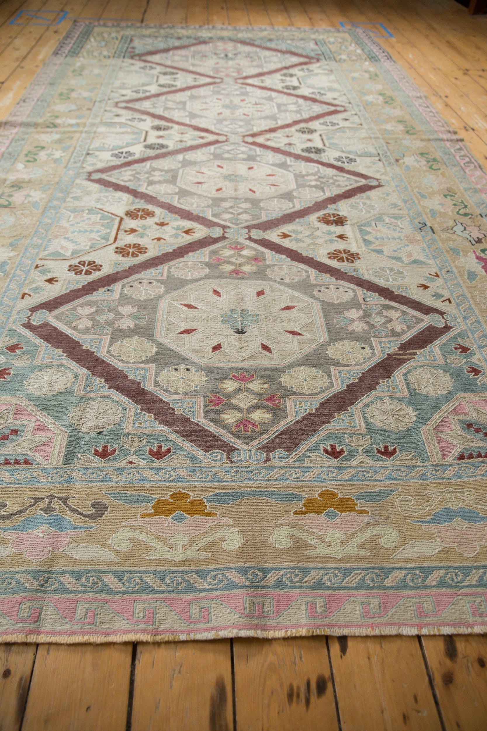 Wool Vintage Distressed Turkish Soumac Design Carpet For Sale
