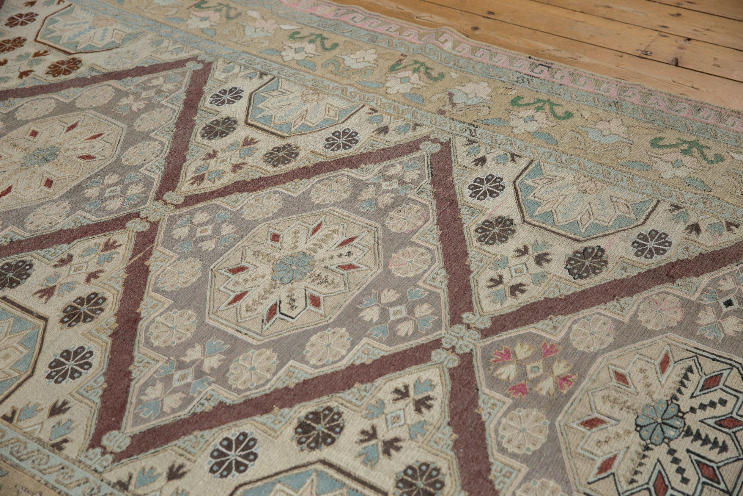 Vintage Distressed Turkish Soumac Design Carpet For Sale 2