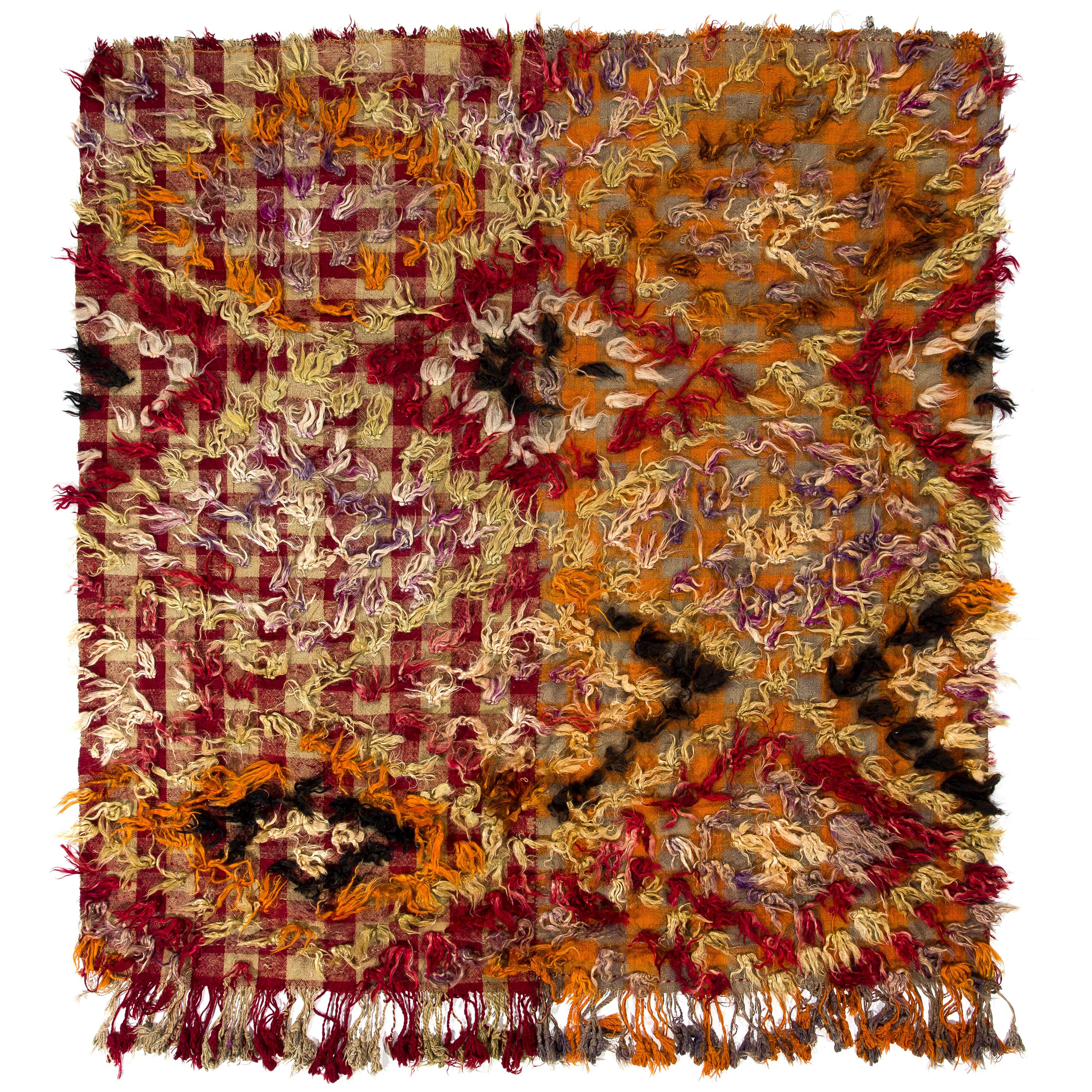 6.6x6.9 Ft One-of-a-Kind Happy and Hippie Vintage Central Anatolian Tulu Rug For Sale