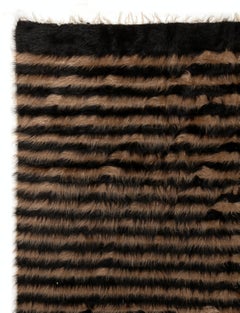 6,5 x 6,7 m gestreifter Flachgewebe-Mohair-Teppich. Als Bett- und Bodenbeläge, Sofa-Überwurf