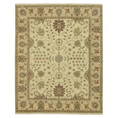 6
5 "x8
1" Elfenbein handgeknüpftes Blatt-Muster Agra Ziegler Design Wolle Orientteppich