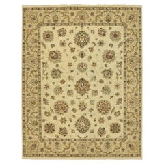 6'5 "x8'2" Ivory Agra with Ziegler Design/One Leaf Pattern Tapis en pure laine noué à la main