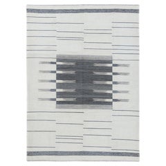 6'5 "x9' Avant Garde Design a strisce a tessitura piatta Kilim in pura lana reversibile