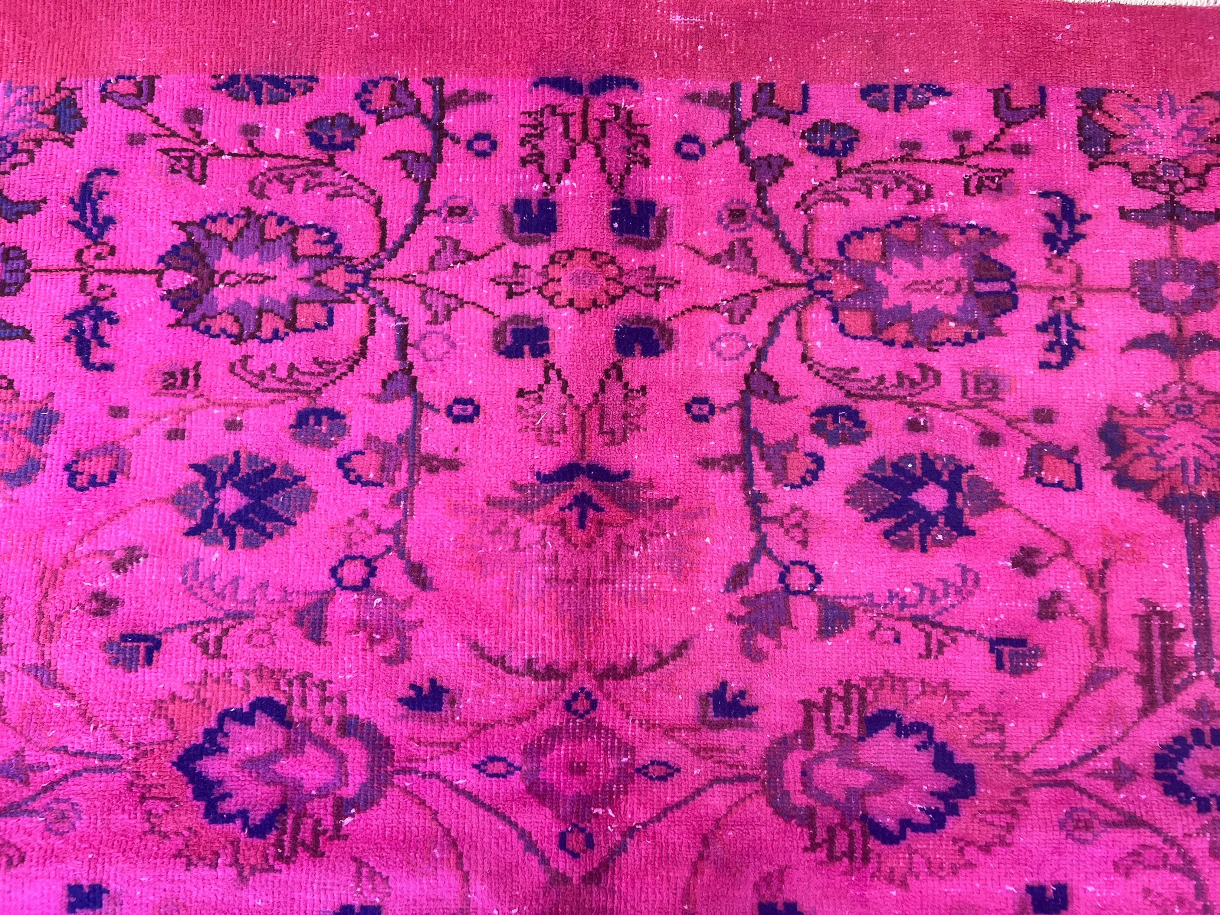 6.5x9 Ft Tapis turc rose fait à la main avec Botanical Garden Design & Solid Border en vente 2