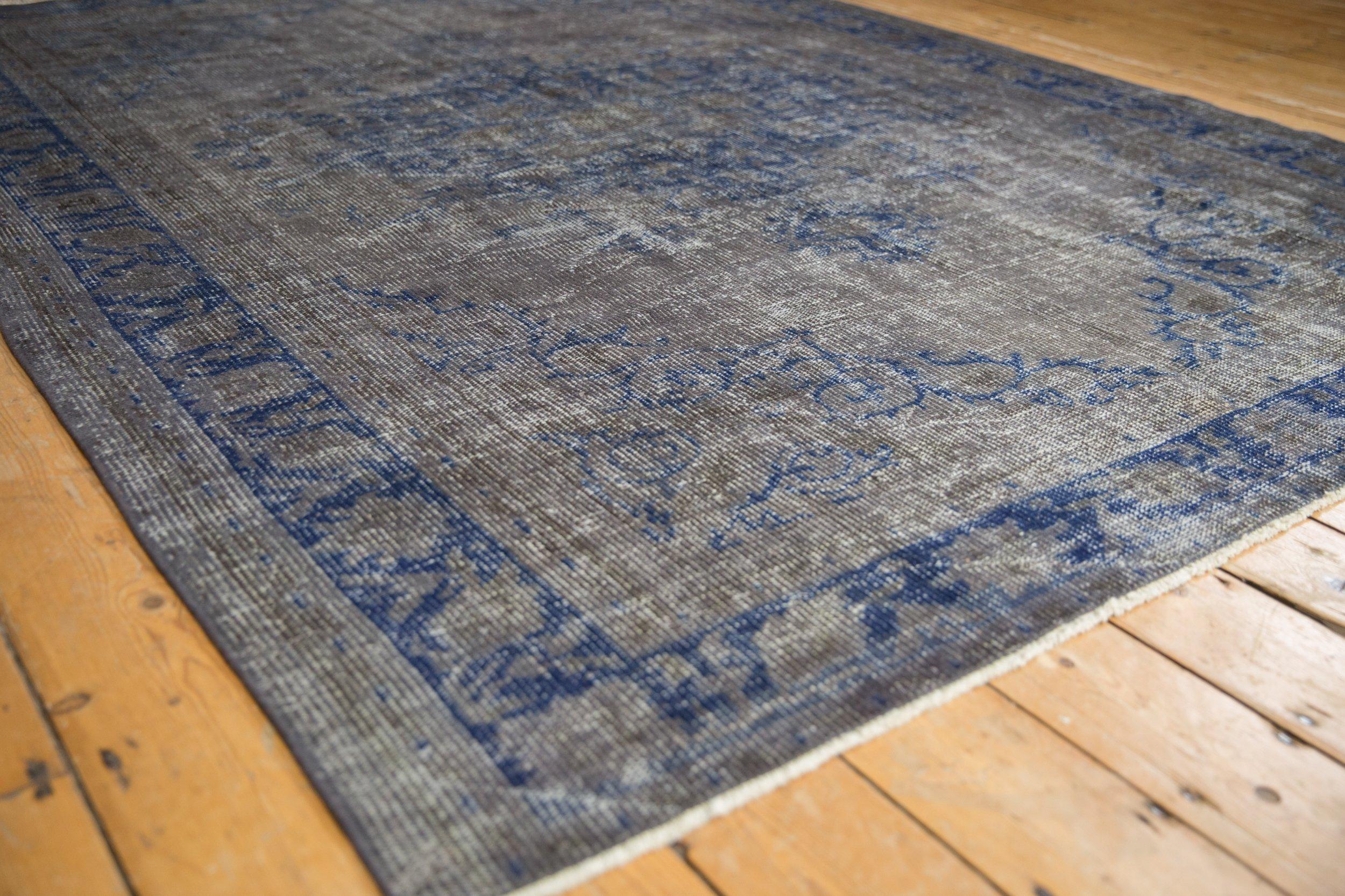 Vintage Distressed Overdyed Oushak Carpet For Sale 3