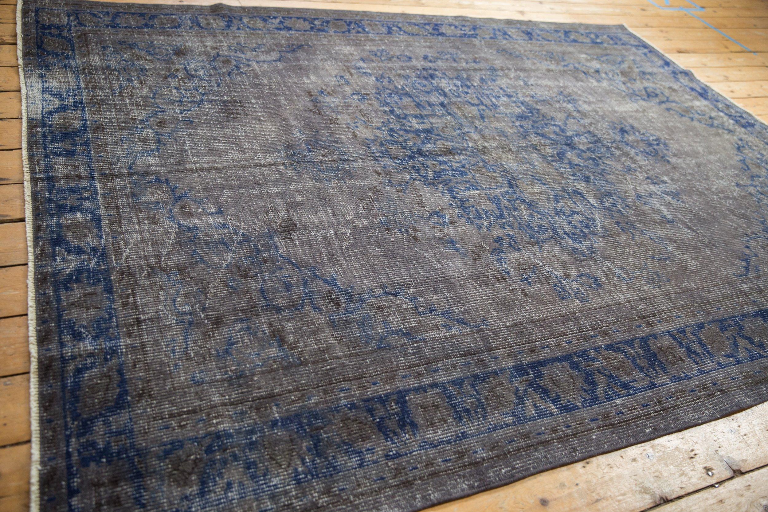 Mid-20th Century Vintage Distressed Overdyed Oushak Carpet For Sale