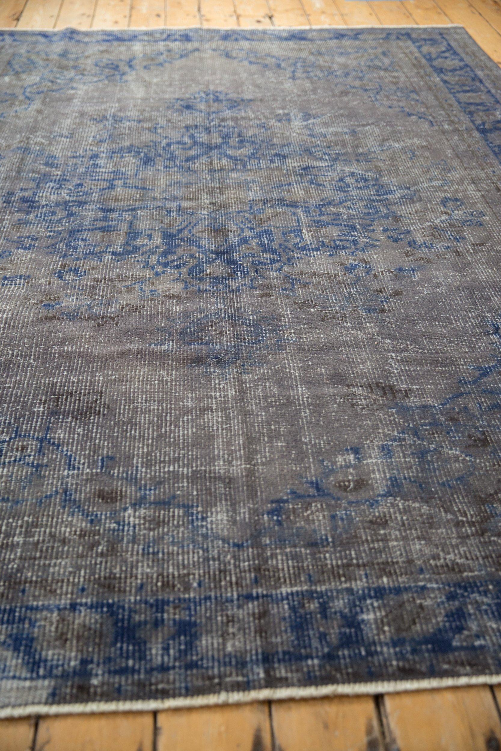 Wool Vintage Distressed Overdyed Oushak Carpet For Sale