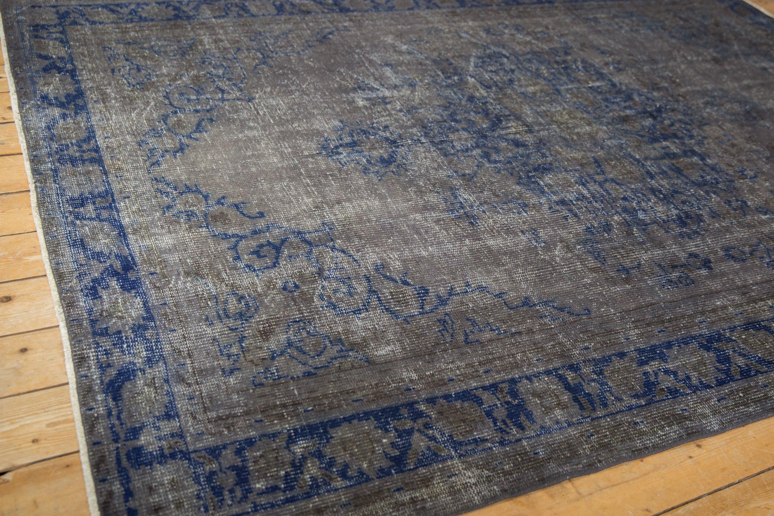 Vintage Distressed Overdyed Oushak Carpet For Sale 1