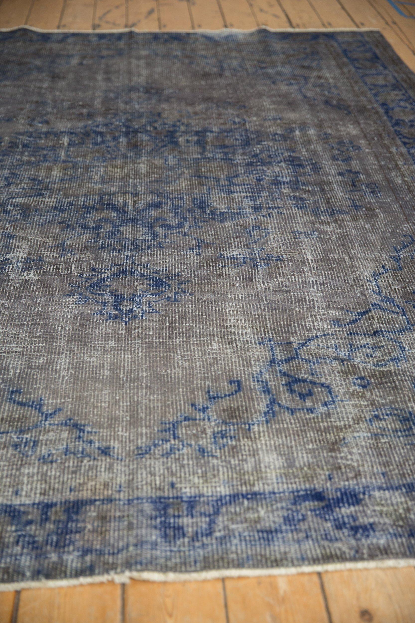 Vintage Distressed Overdyed Oushak Carpet For Sale 2