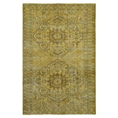 6'5 "x9'10" Tappeto persiano vintage Bakhtiar in lana usurata annodato a mano con tinte verdastre