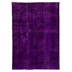 1960s Rug OverDyed in Purple Color, Ideal for Contemporary Interiors. 6.5x9.2 Ft