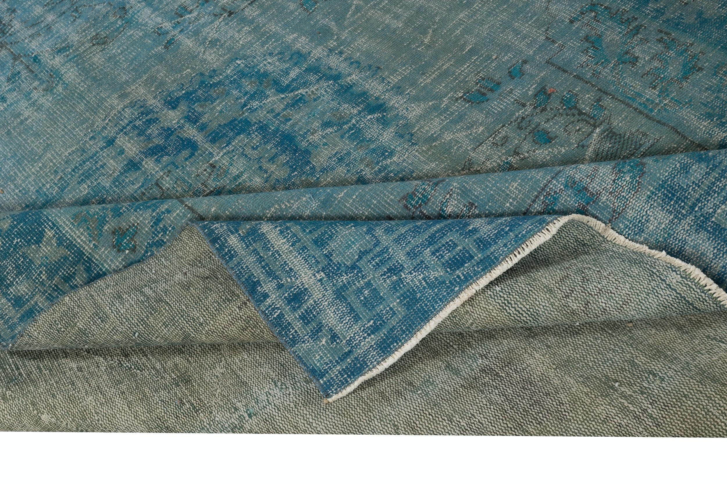 Tealblauer Teal-Teppich in 6,5x9.2 Ft für moderne Inneneinrichtung, handgefertigt in der Türkei (Moderne) im Angebot
