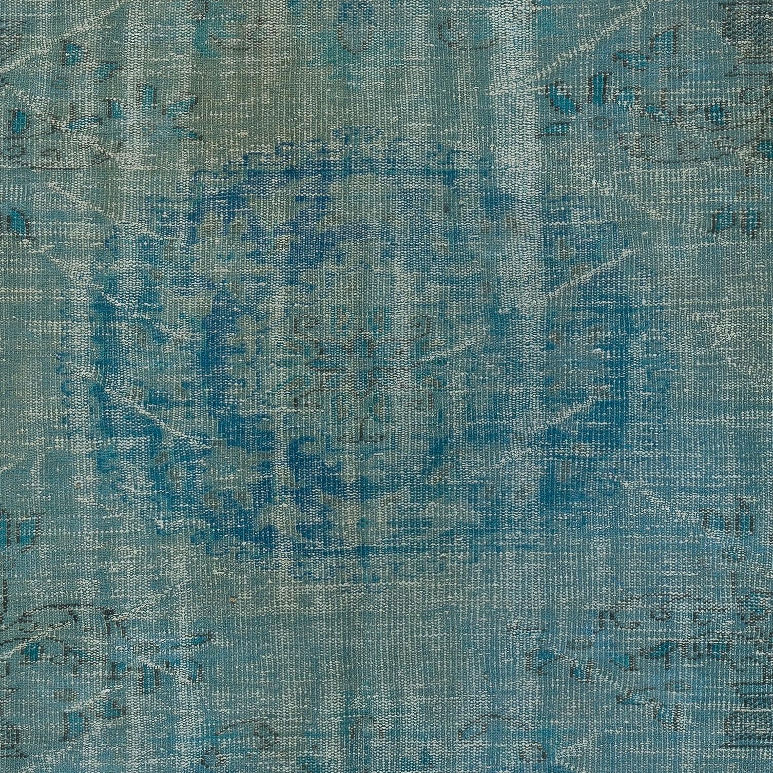 Tealblauer Teal-Teppich in 6,5x9.2 Ft für moderne Inneneinrichtung, handgefertigt in der Türkei (Handgeknüpft) im Angebot