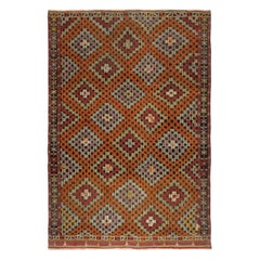 6.5x9.3 Ft Vintage Diamond Design Jijim Kilim. Flachgewebter Jajim-Teppich. 100% Wolle