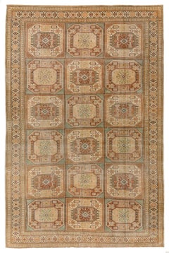 6,5x9.4 Ft. Türkischer Vintage-Teppich. Gedeckte Farben, geometrisches Design und Tribal-Muster