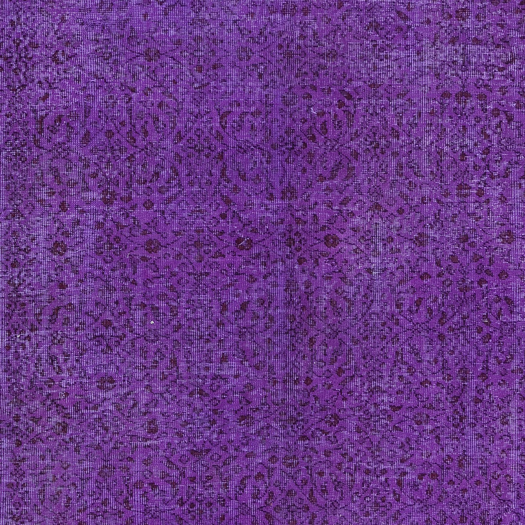 Turkish 6.5x9.5 Ft Modern Floral Patterned Area Rug in Purple, Hand-Knotted in Turkey For Sale