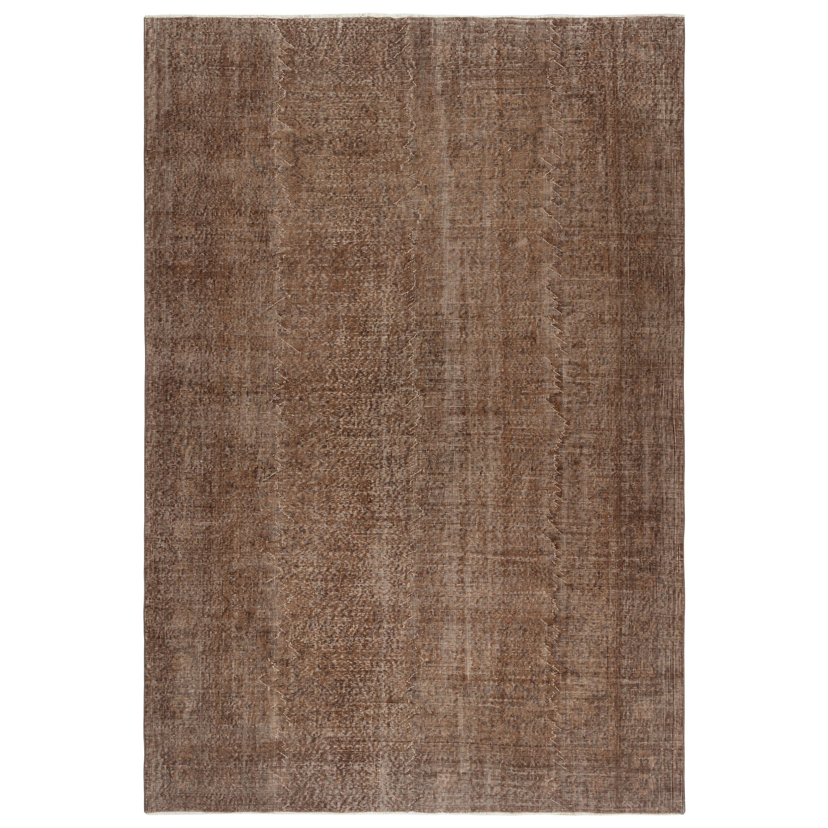 Tappeto turco vintage fatto a mano con tintura marrone 6,5x9,5 piedi per interni moderni