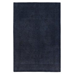 6'5 "x9'5" Onyx Noir Laine Usée Noué à la Main Nettoyé Tapis Vintage Tabriz Surdimensionné