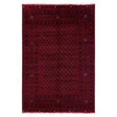 6'5"x9'5" Red Khamyab Turkaman with Khoja Roshni Design Hand Knotted Wool Rug