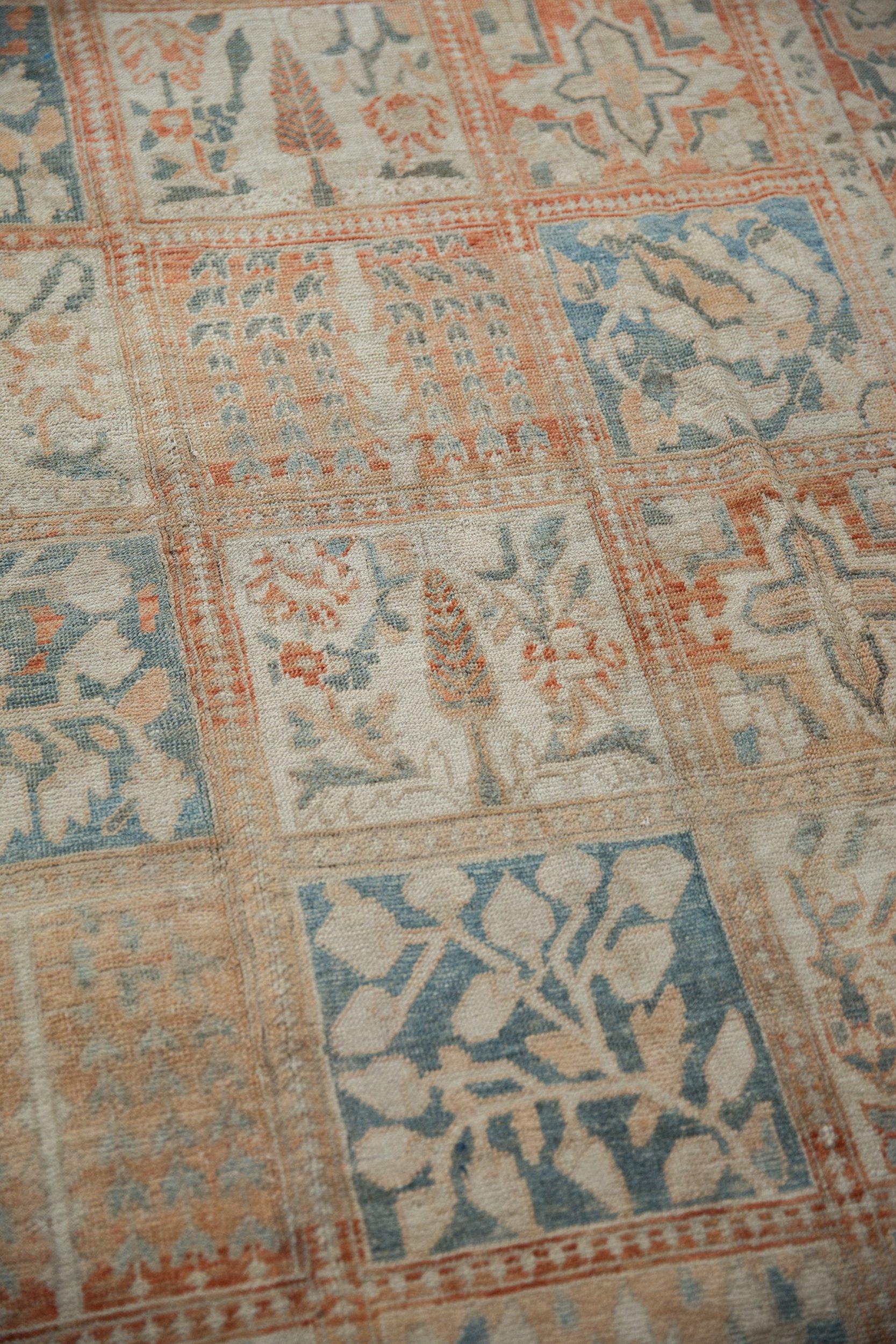 Wool Vintage Distressed Turkish Bakhtiari Design Carpet For Sale