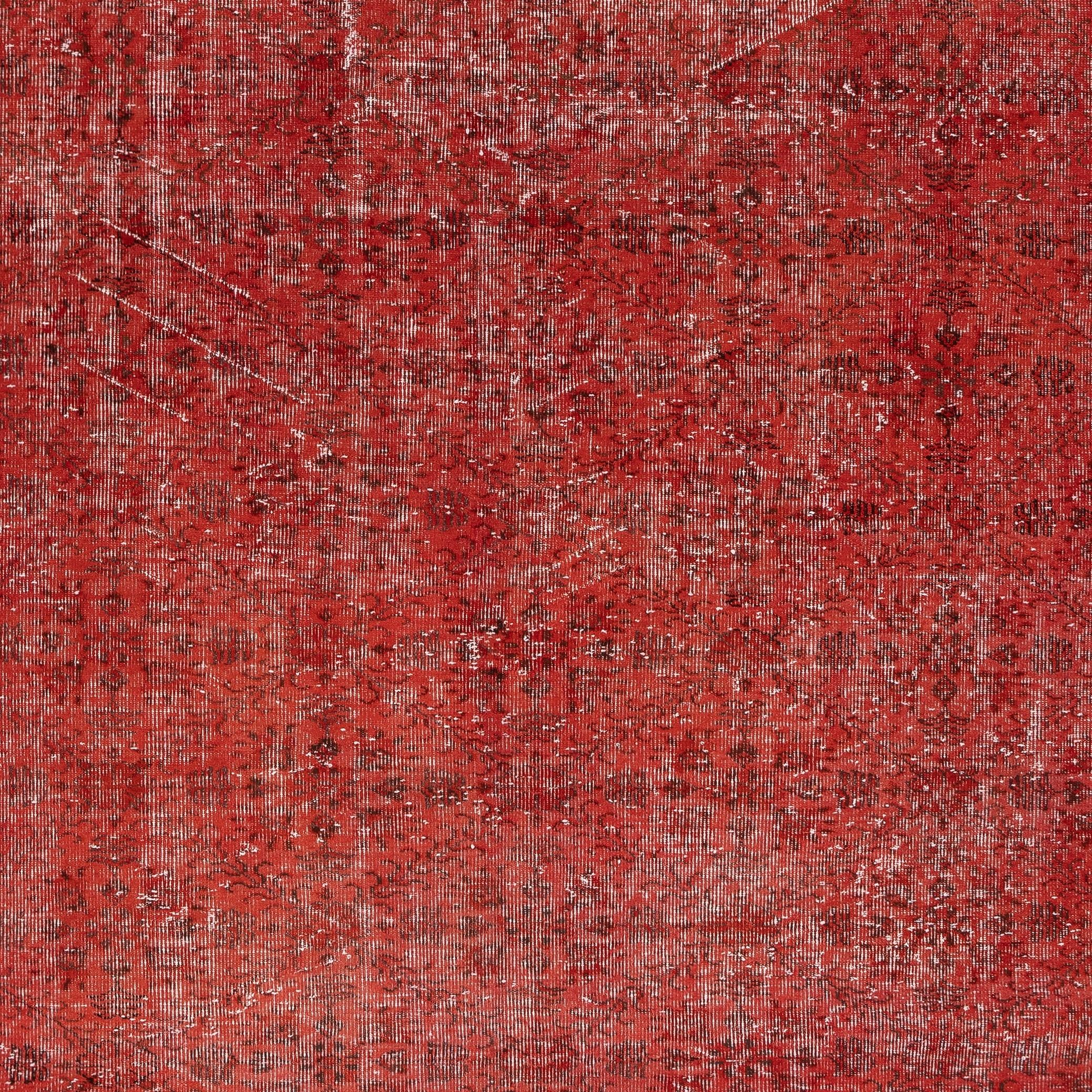 6.5x9.6 Ft Handgefertigter türkischer Teppich. Vintage Rot überfärbt Bereich Teppich für Wohnzimmer (Türkisch) im Angebot