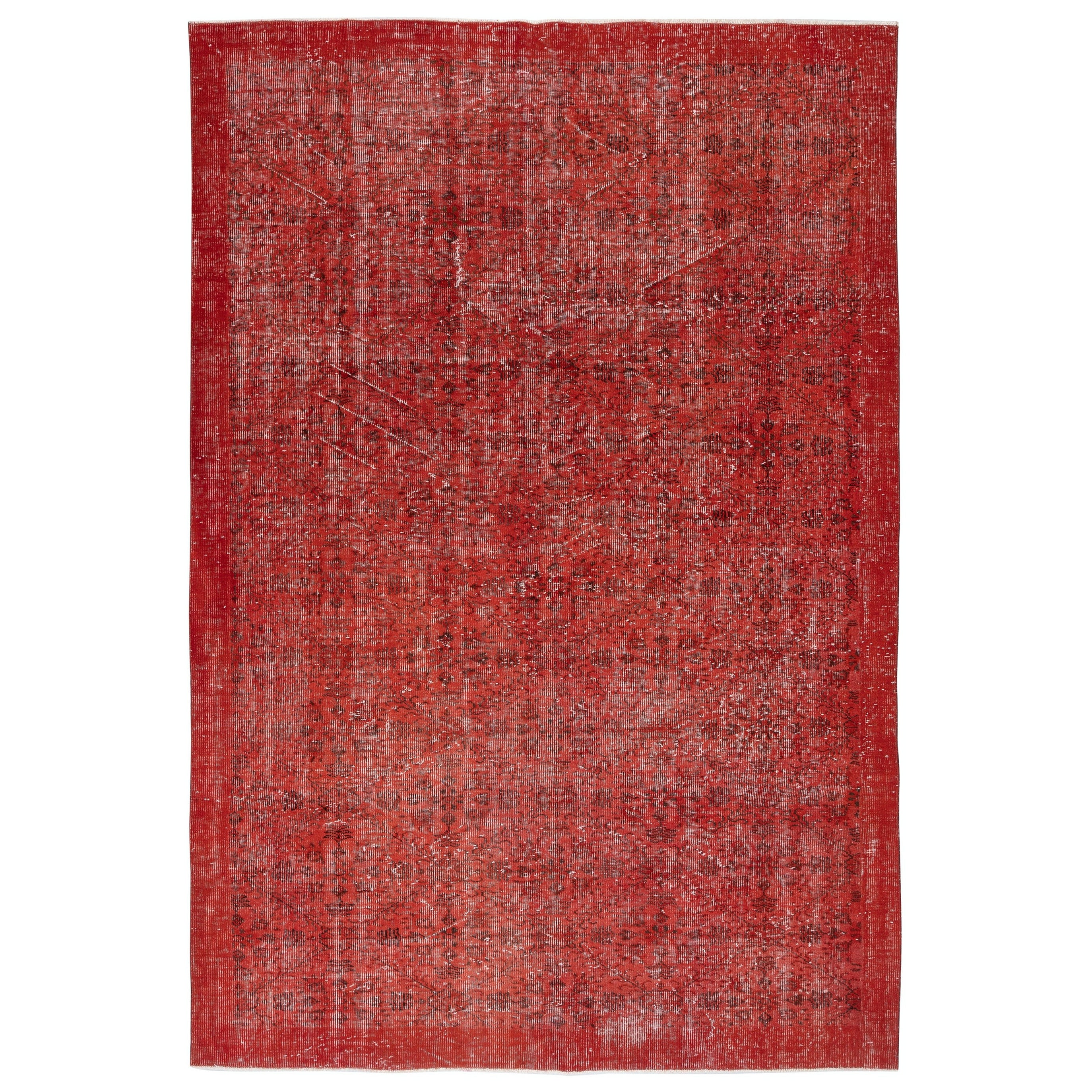 6.5x9.6 Ft Handgefertigter türkischer Teppich. Vintage Rot überfärbt Bereich Teppich für Wohnzimmer