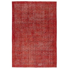 6.5x9.6 Ft Handgefertigter türkischer Teppich. Vintage Rot überfärbt Bereich Teppich für Wohnzimmer