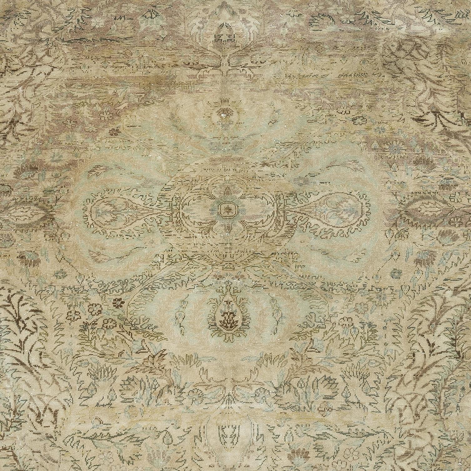 Annodato a mano 6.5x9.6 Ft Tappeto vintage fatto a mano di Kayseri, 100% lana, unico nel suo genere in vendita