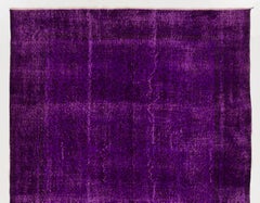 6.5x9.6 Ft Vintage Handmade Rug Over-Dyed in Purple, Great for Modern Interiors