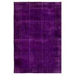 6.5x9.6 Ft Vintage Handmade Rug Over-Dyed in Purple, Great for Modern Interiors