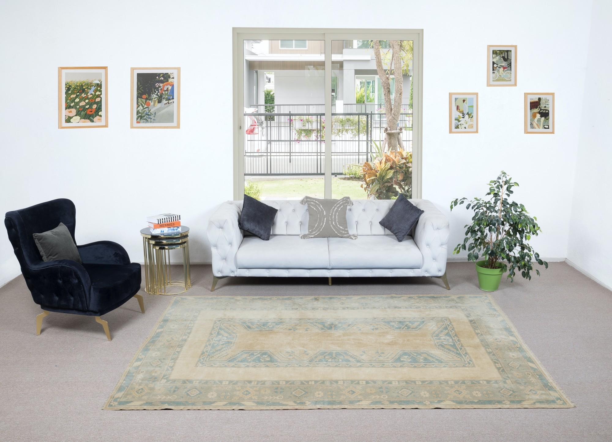 Our sun-faded rugs are all one-of-a-kind, hand-knotted, 50-70 year-old vintage pieces. They each boast their own singular handmade aesthetic drawn from the centuries-old Turkish rug-weaving traditions. These rugs are made completely of sheep’s wool,