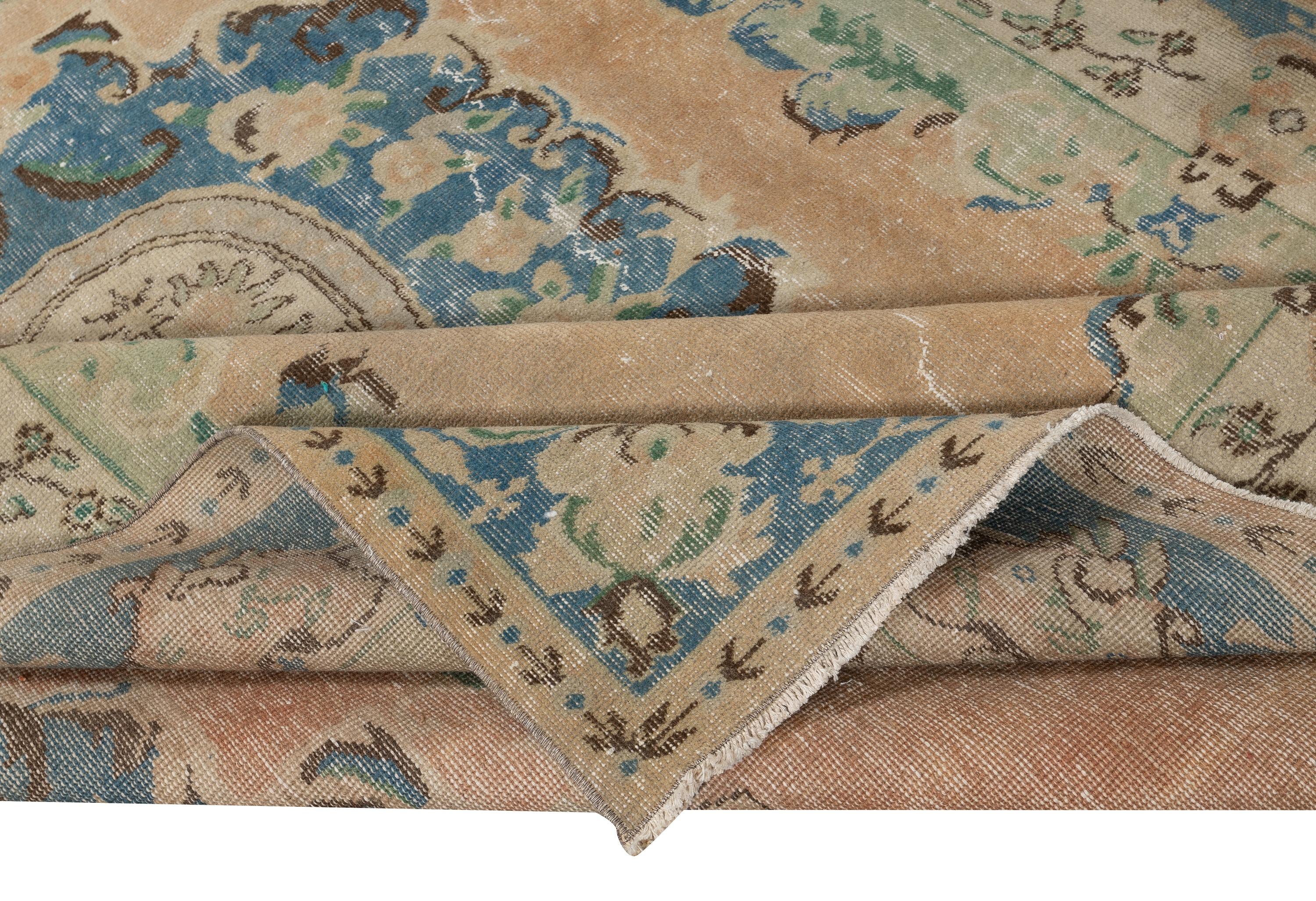 Country 6.5x9.7 Ft Tappeto turco rustico vintage fatto a mano per l'arredamento di case coloniche e cottage in vendita