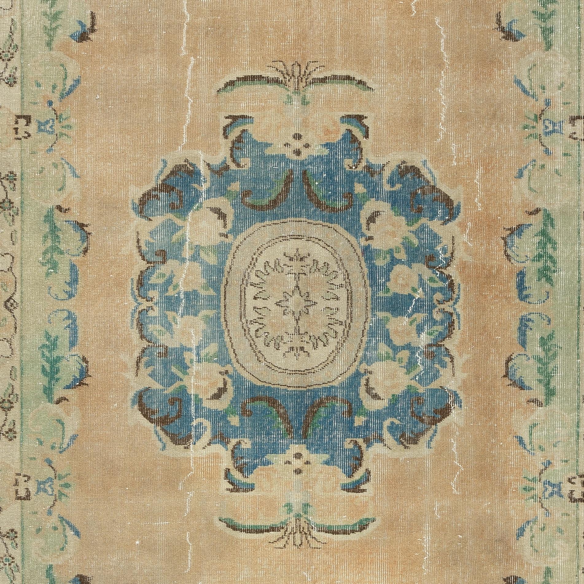 Turco 6.5x9.7 Ft Tappeto turco rustico vintage fatto a mano per l'arredamento di case coloniche e cottage in vendita