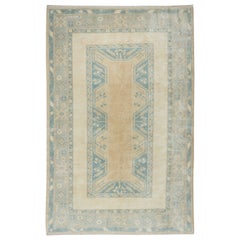 Alfombra turca de melas anudada a mano, 100% lana, vintage y descolorida, de 2,5 x 3,7 metros