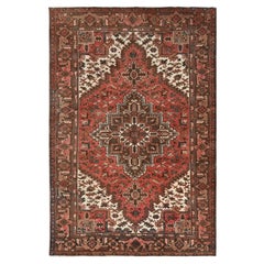 6'5"x9'7" Terrakotta Rot Vintage Persischer Heriz Handgeknüpfter Orientteppich aus Wolle Orientalischem Heriz