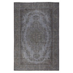 6.5x9.8 Ft Gray Overdyed Vintage Rug für moderne Innenräume. Handgeknüpft in der Türkei