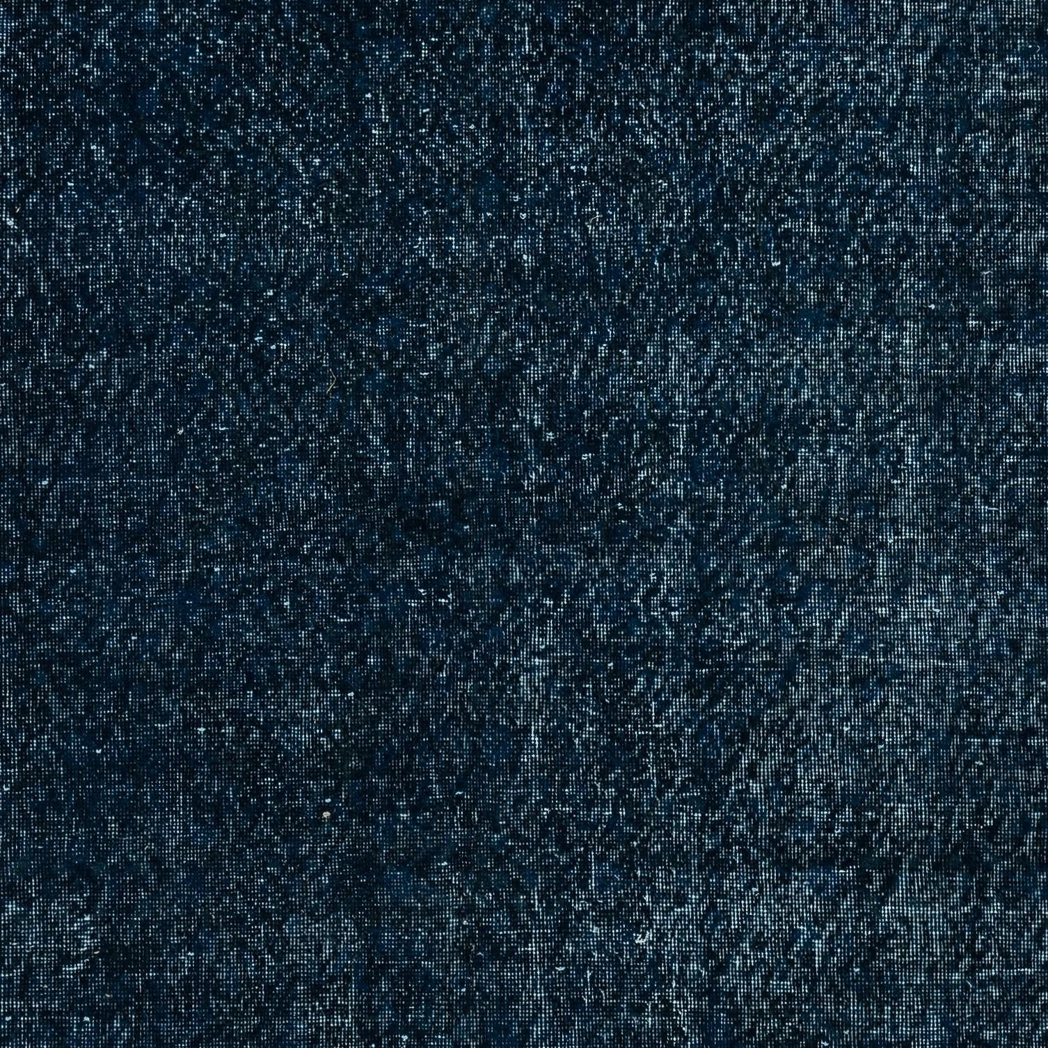 Handgefertigter marineblauer 6,5x9,8 Ft Teppich für das Wohnzimmer, moderner türkischer Teppich (Handgeknüpft) im Angebot