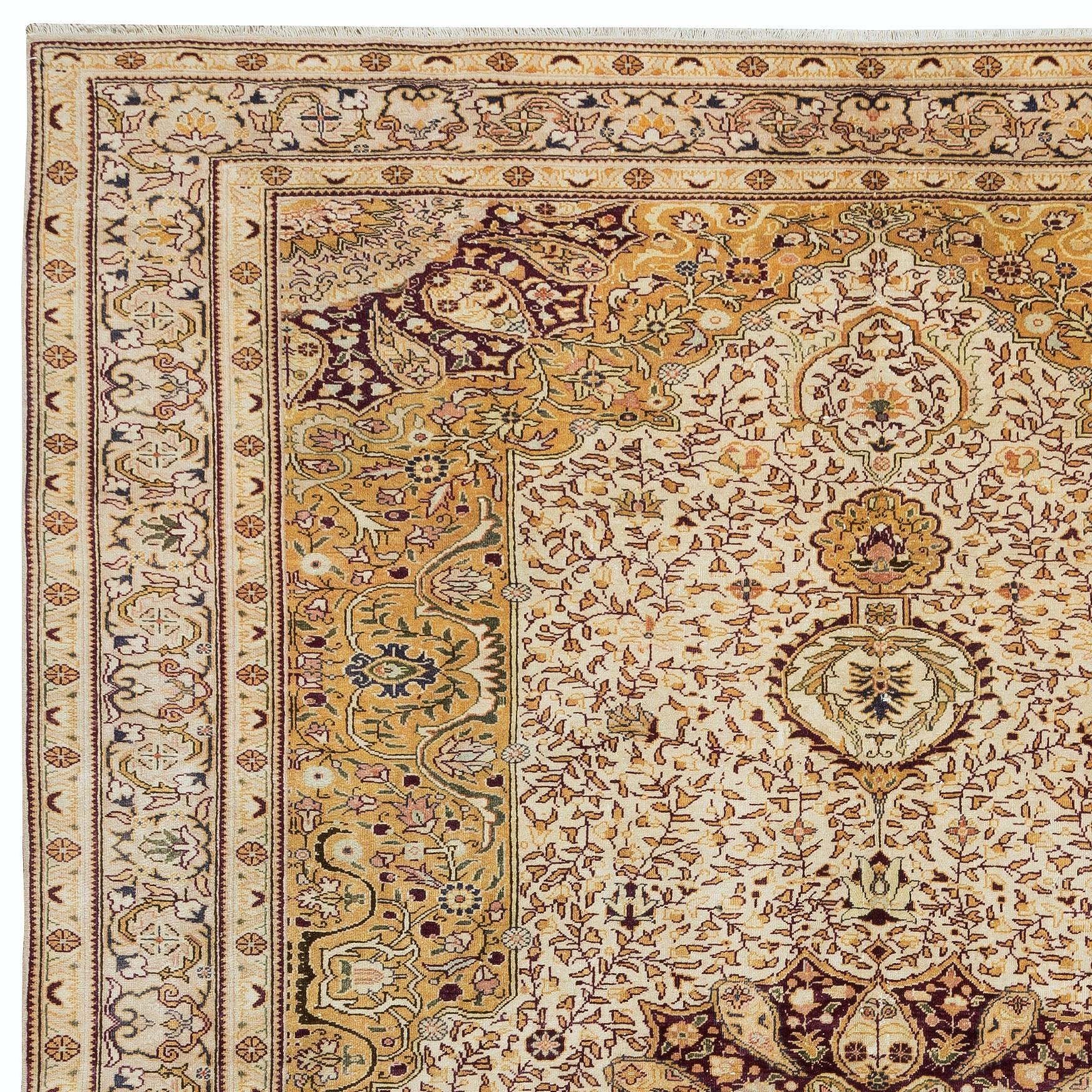 Immerse yourself in the timeless elegance of this vintage Turkish wool area rug, a striking blend of craftsmanship and artistry that brings the allure of Anatolian heritage into your living space. Handwoven with meticulous care, this rug is a
