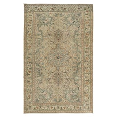 6.5x10 Ft Handmade Turkish Kayseri Area Rug, Medallion Design Carpet in Green