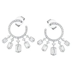 0.64ct Baguette & Fancy Diamond 14K White Gold Drop Earrings
