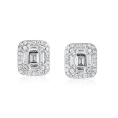 66 Baguette Diamond 14K (or 18k upon request) Yellow Gold Stud Earrings