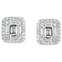 66 Baguette Diamond 14K (or 18k upon request) Yellow Gold Stud Earrings