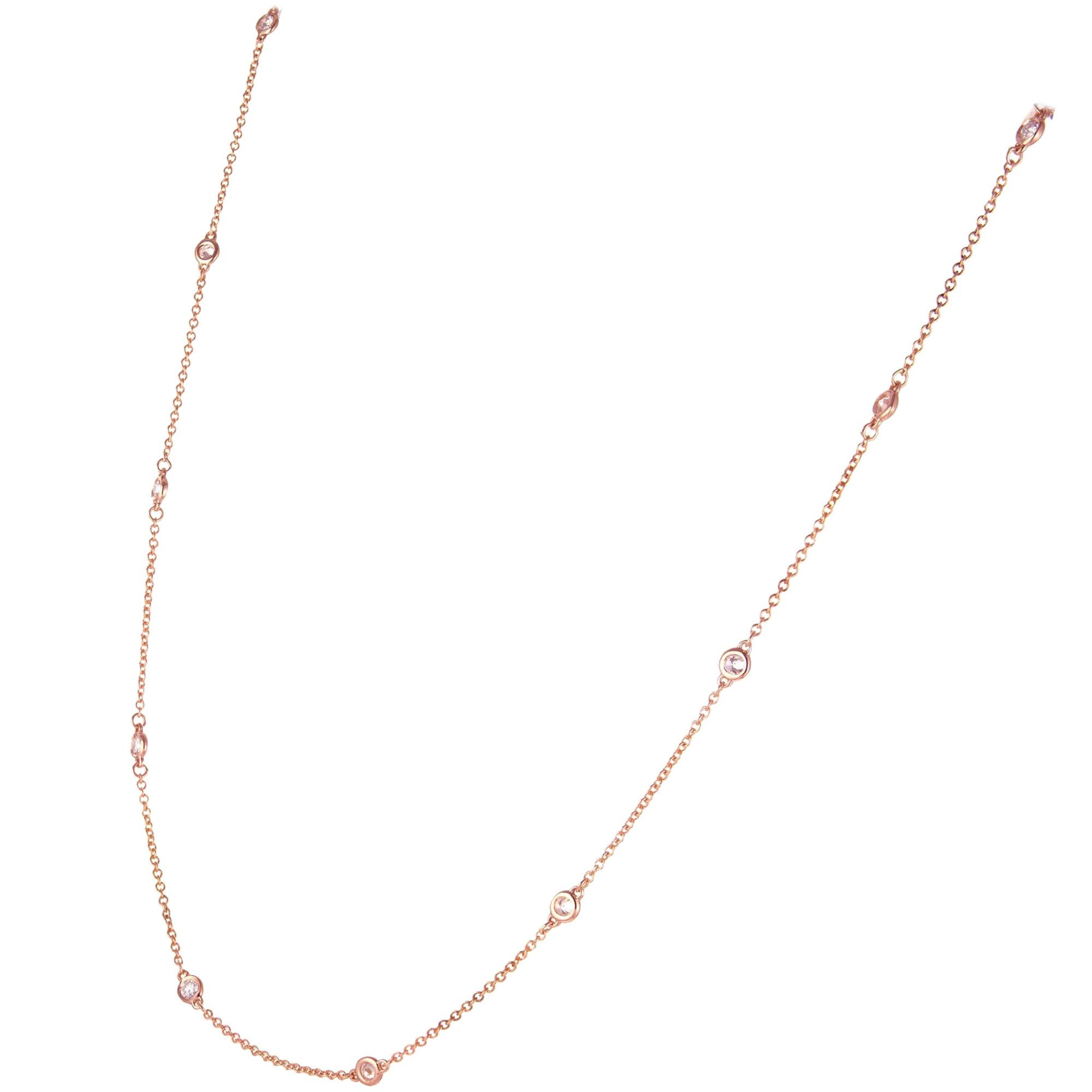 Collier en or rose avec diamant de 0,66 carat et diamant au mètre